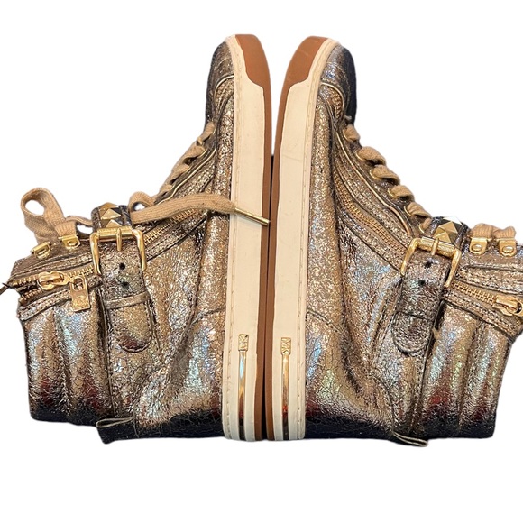MICHAEL KORS GLAM METALLIC HI-TOP STUDDED SNEAKERS 9M - Picture 7 of 13